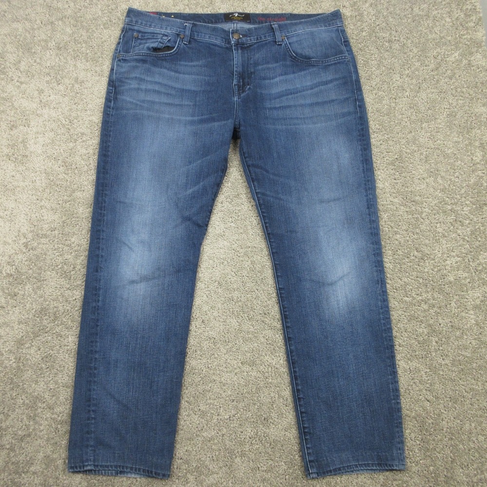 7 For All Mankind Jeans Mens 40x30 Blue The Straight Foolproof Denim Pants Faded
